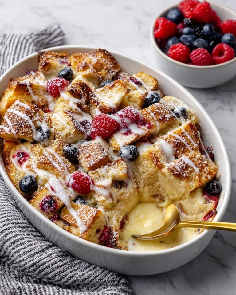 Croissant Breakfast Casserole with Mixed Berries and Lemon Glaze Recipe