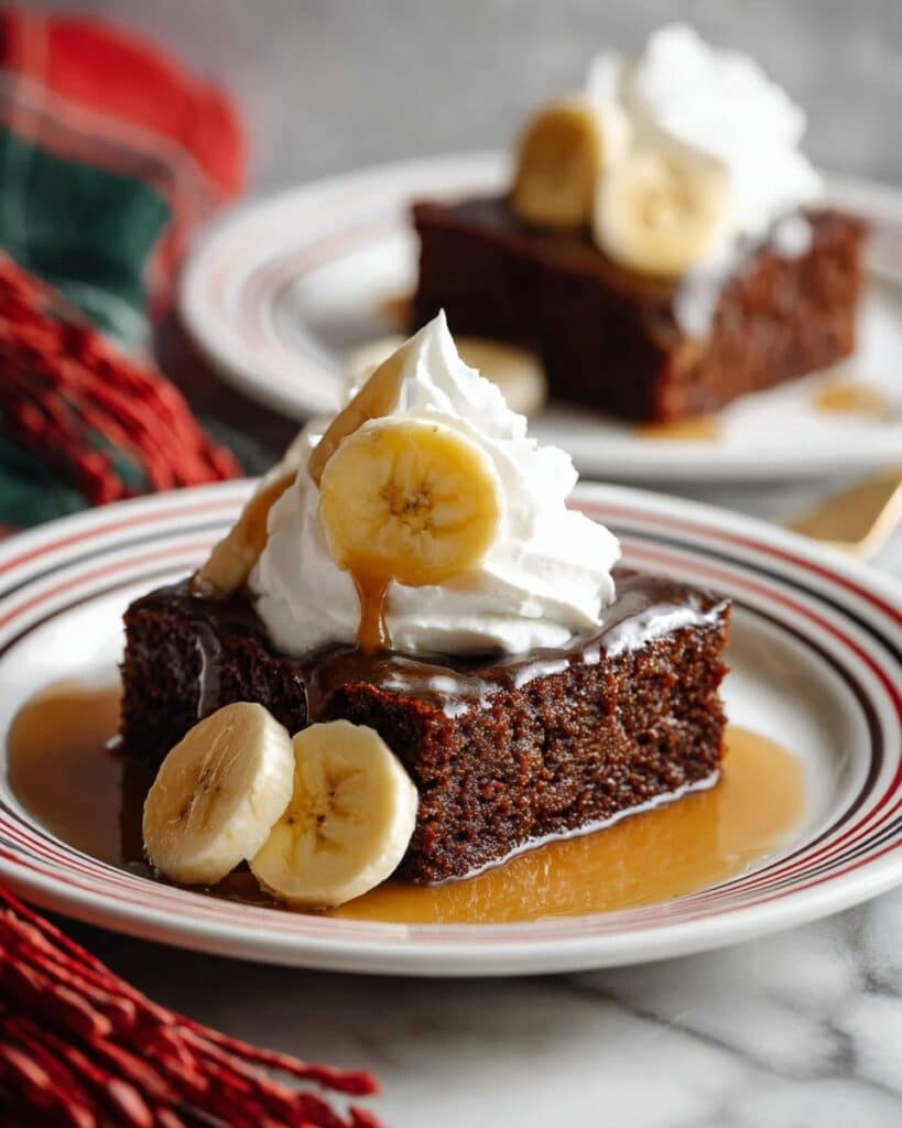 Gingerbread Cake with Banana and Vanilla Cream Topping Recipe