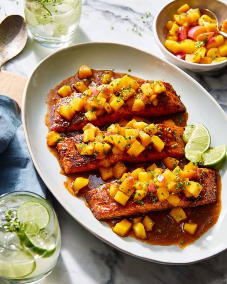 Chili Miso Salmon with Peach Mango Salsa Recipe