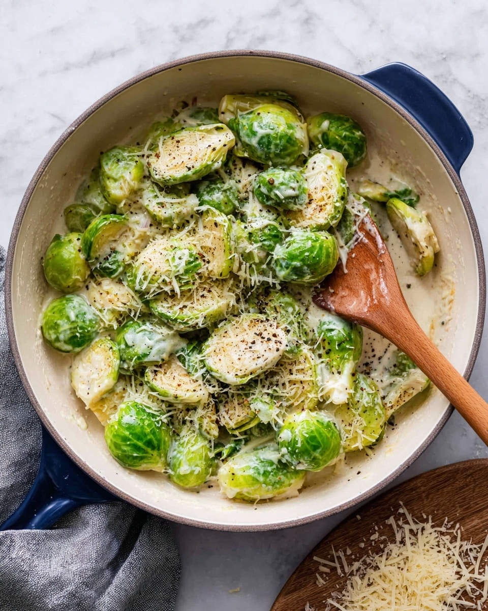 Creamy Parmesan Garlic Brussels Sprouts Recipe