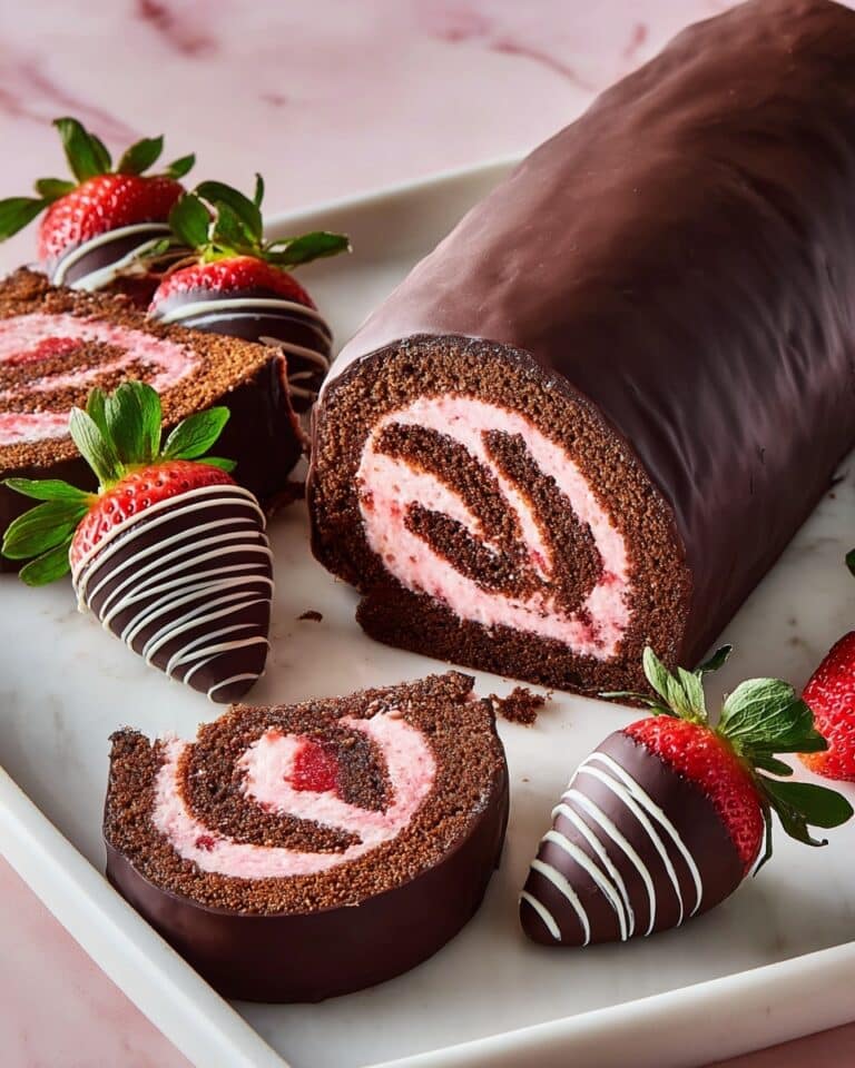 Chocolate-Covered Strawberry Swiss Roll Cake Recipe