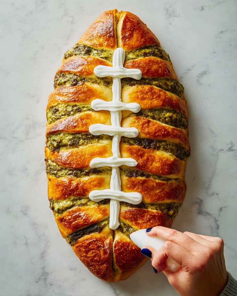 Pull-Apart Spinach-Artichoke Football Recipe