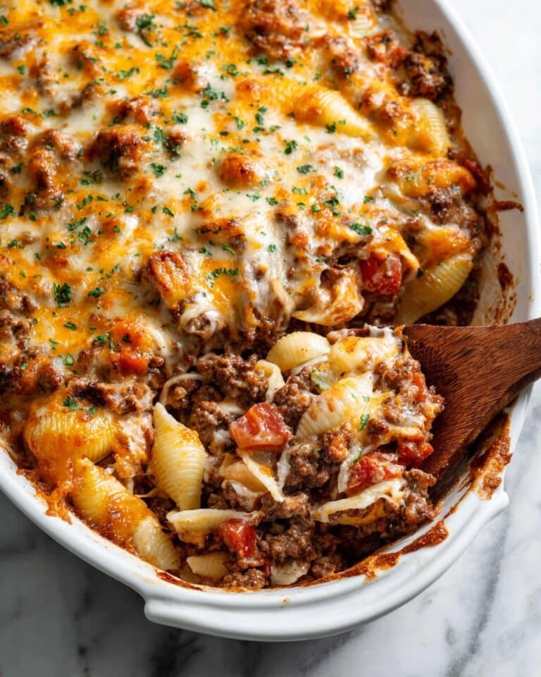 Hearty Hamburger Casserole with Cheddar and Mozzarella Recipe