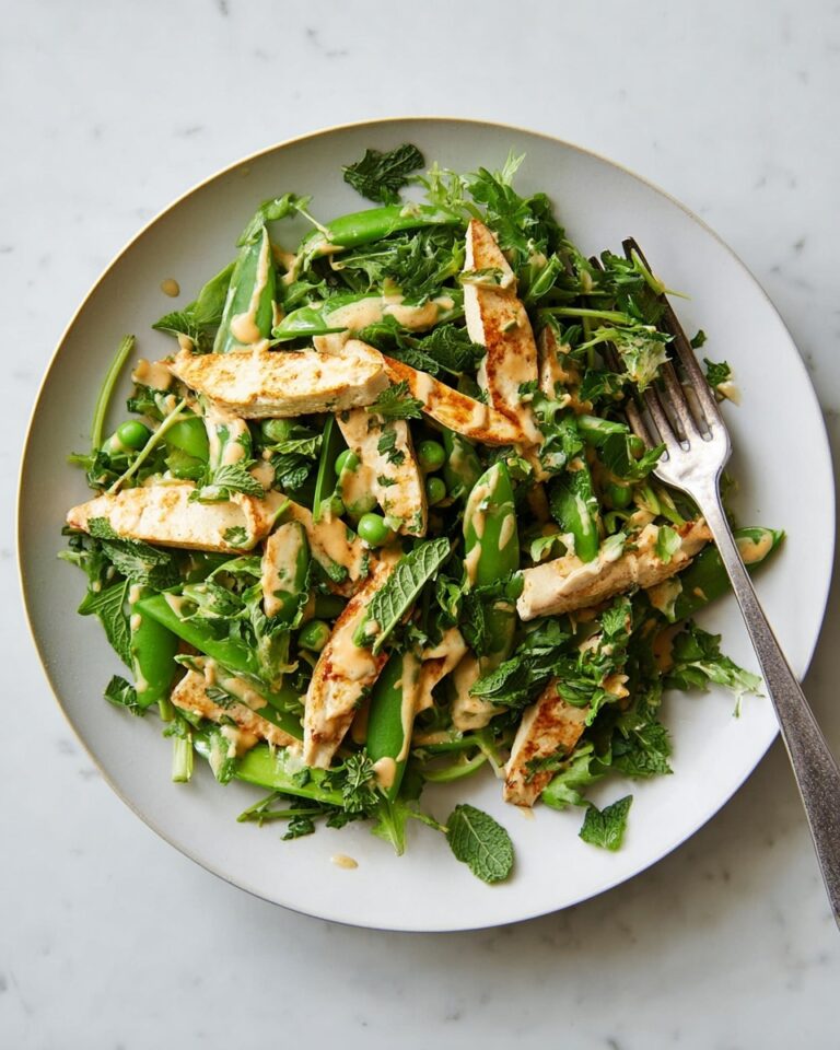 Snap Pea, Tofu, and Herb Salad with Spicy Peanut Dressing Recipe