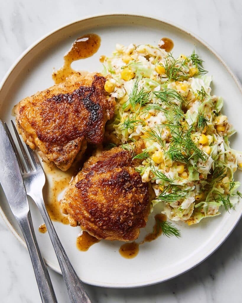 Smashed Chicken with Corn and Cabbage Recipe