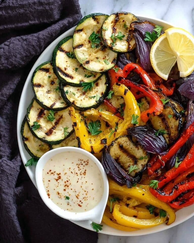 Grilled Vegetable Platter with Lemon-Yogurt Sauce Recipe