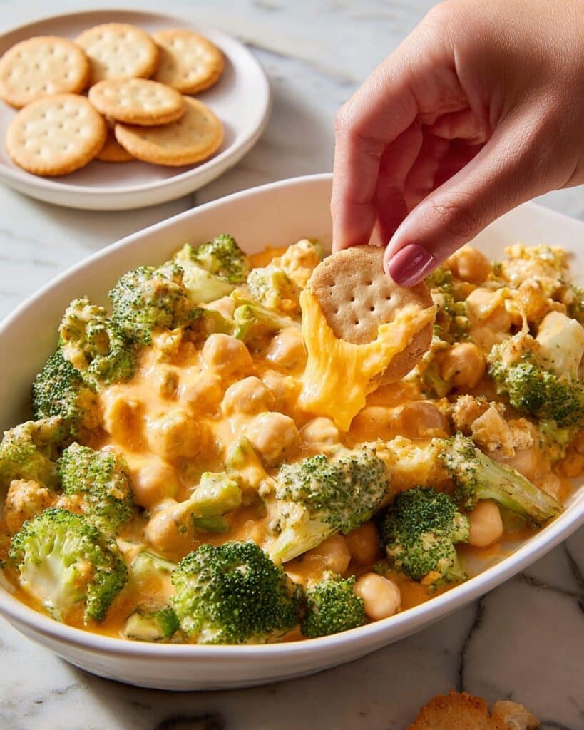 Broccoli Cheddar Chickpea Skillet Recipe