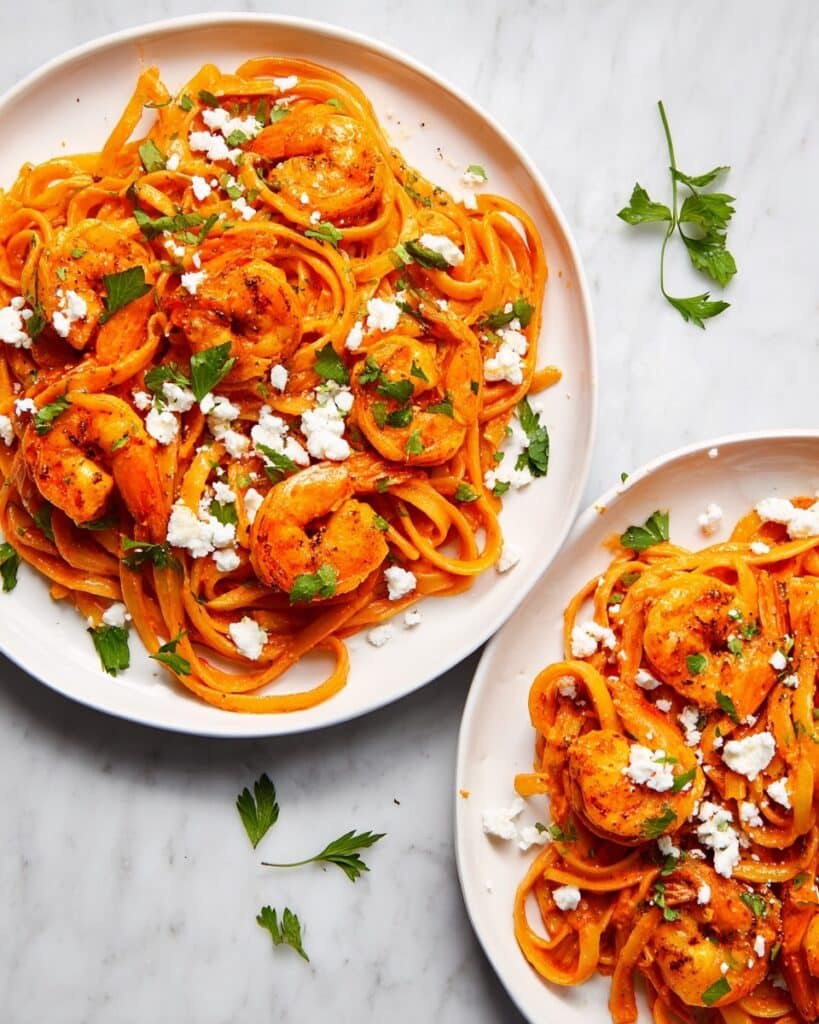 Roasted Red Pepper Shrimp Linguine Recipe