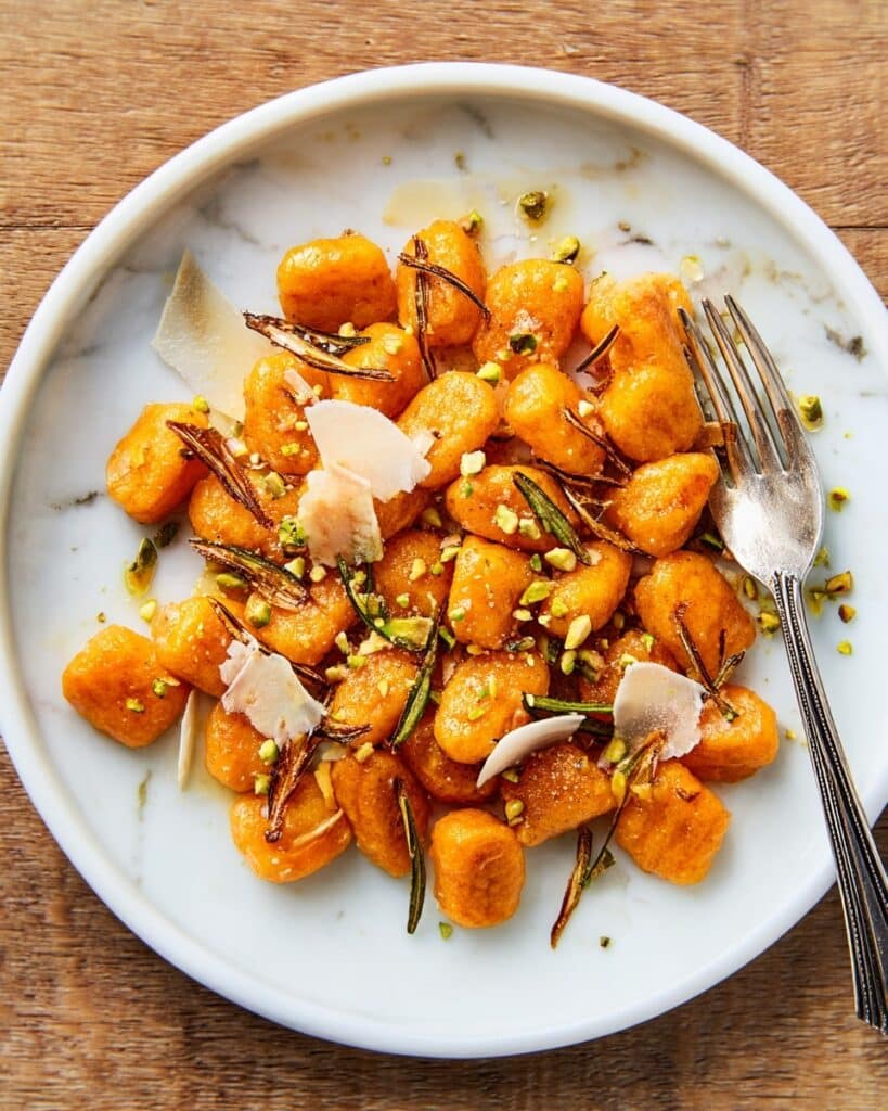 Carrot Gnocchi with Sage, Pistachios, and Parmesan Recipe