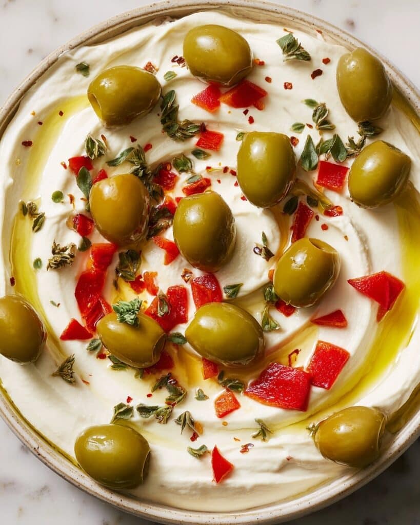 Whipped Ricotta with Olive and Roasted Red Pepper Topping Recipe
