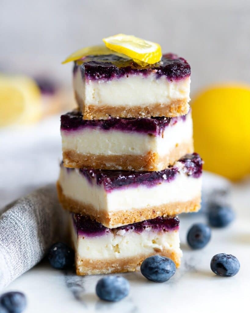 Blueberry Lemon Protein Cheesecake Bars Recipe