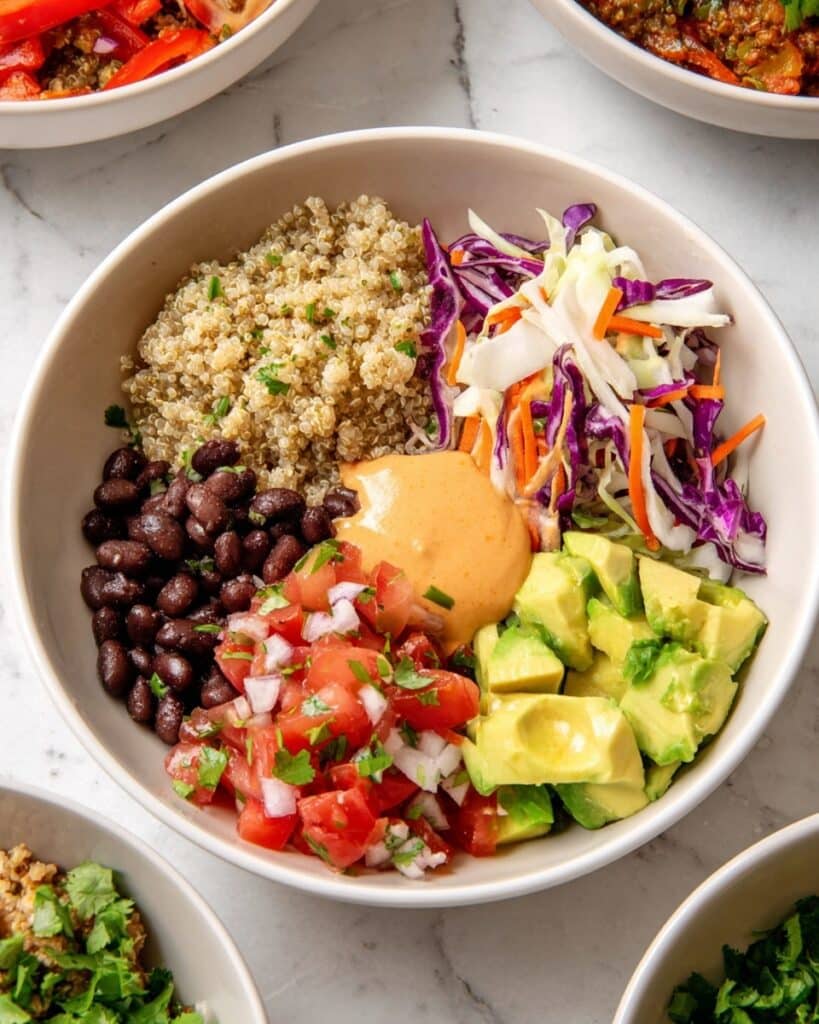 Quinoa Black Bean Bowl with Chipotle Tahini Sauce Recipe
