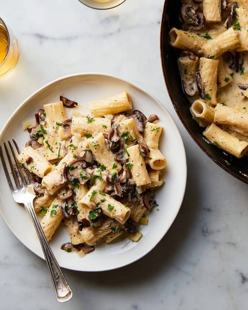 Creamy Mushroom Pasta with Pecans and Lemon Recipe