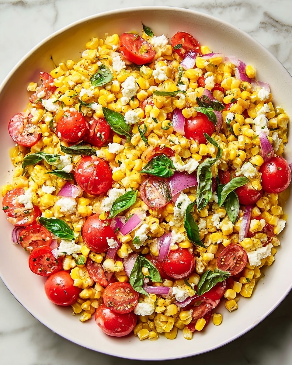 Fresh Corn Salad with Cherry Tomatoes, Feta, and Basil Recipe