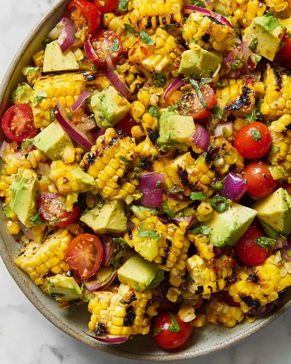 Grilled Corn Salsa with Avocado, Tomato, and Basil Recipe