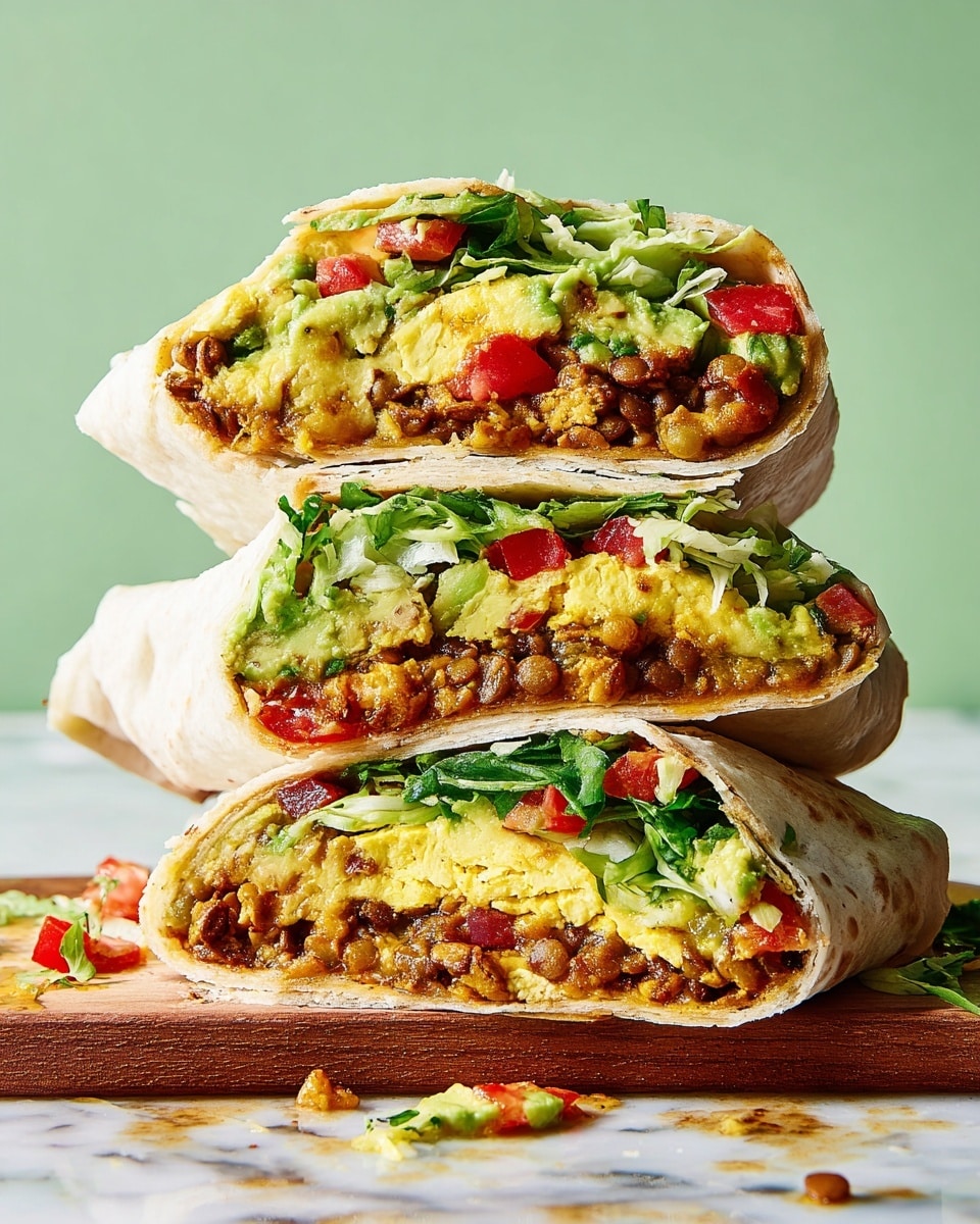 Two folded burritos with a golden-brown toasted tortilla skin sit on a wooden board. The burrito on the right is partially open, revealing layers of bright green shredded lettuce, chopped red tomatoes, melted cheese with an orange tint, and some creamy green avocado slices. Around them are fresh tomato pieces scattered on top of some leafy greens, a bright green lime cut in half, and a silver knife with a black handle. The background is a white marbled texture. photo taken with an iphone --ar 4:5 --v 7