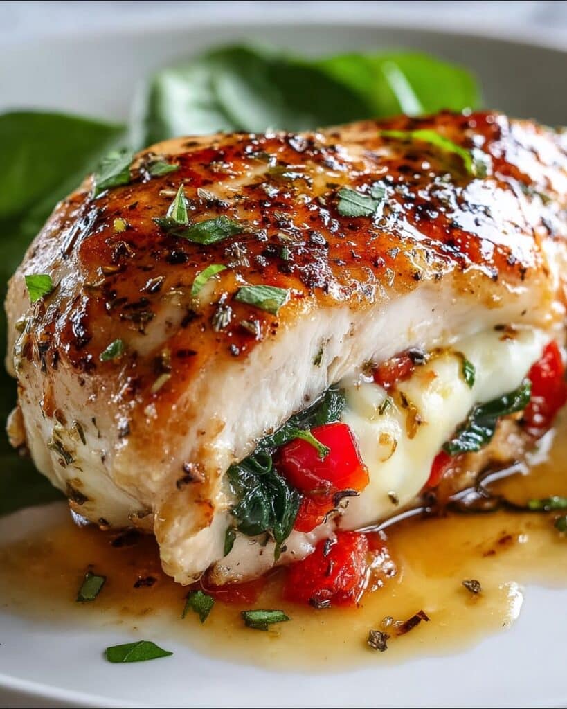 Roasted Red Pepper Mozzarella Stuffed Chicken Recipe