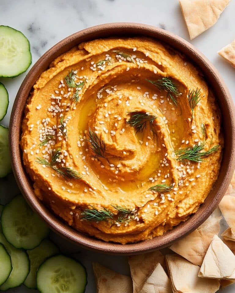 Carrot Hummus with Harissa and Tahini Recipe