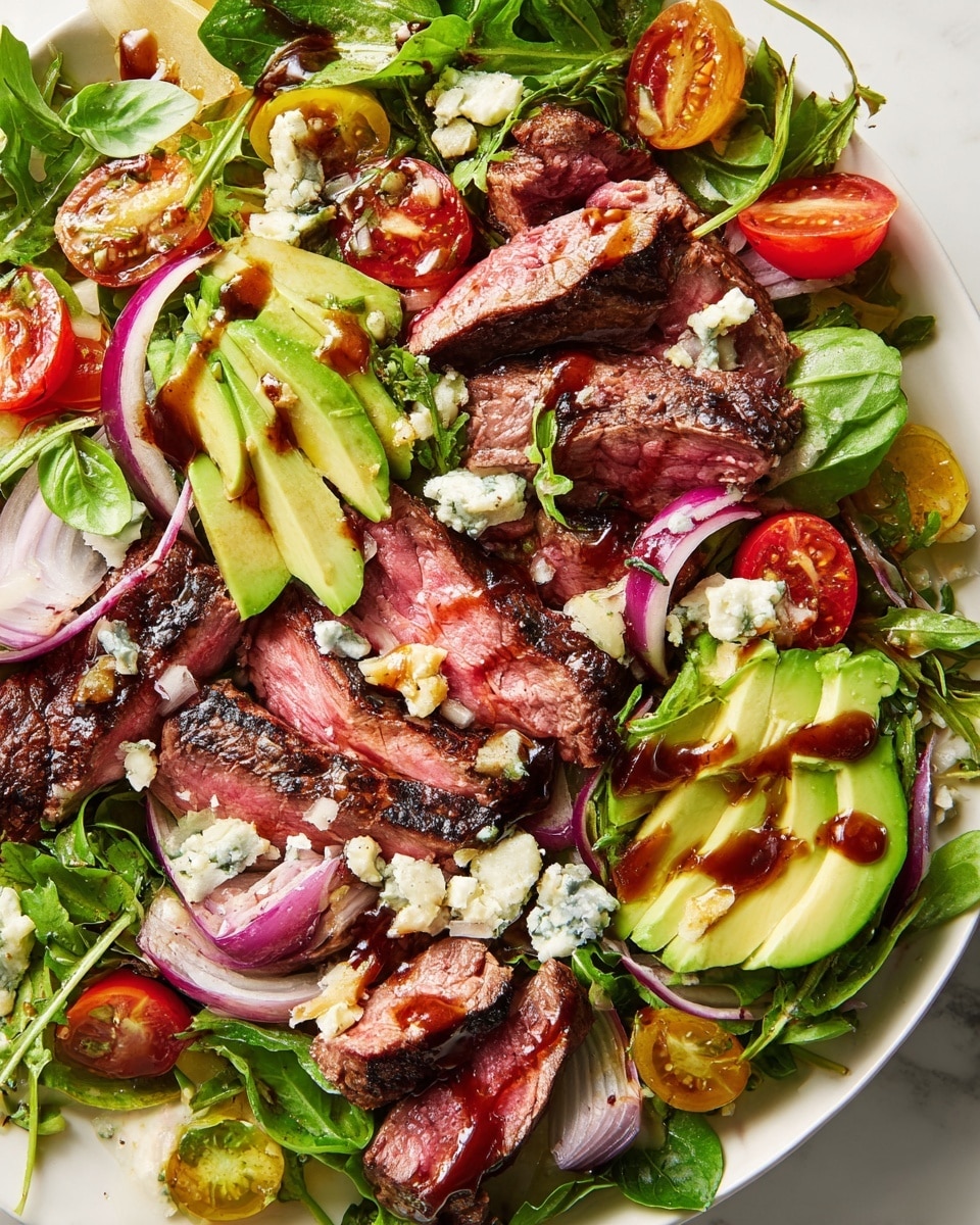 Grilled Steak Salad with Blue Cheese, Avocado, and Balsamic Vinaigrette Recipe