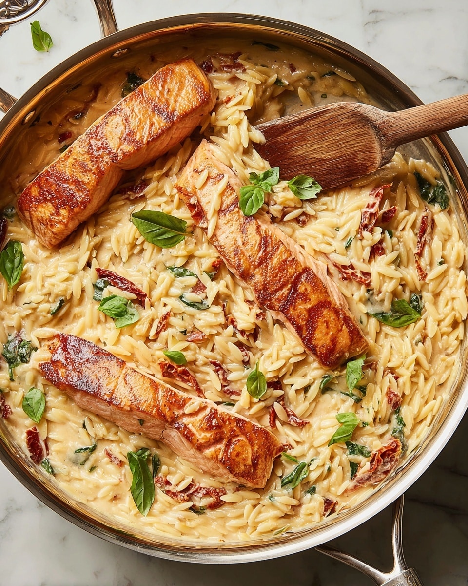 Creamy Sun-Dried Tomato Salmon Orzo Recipe