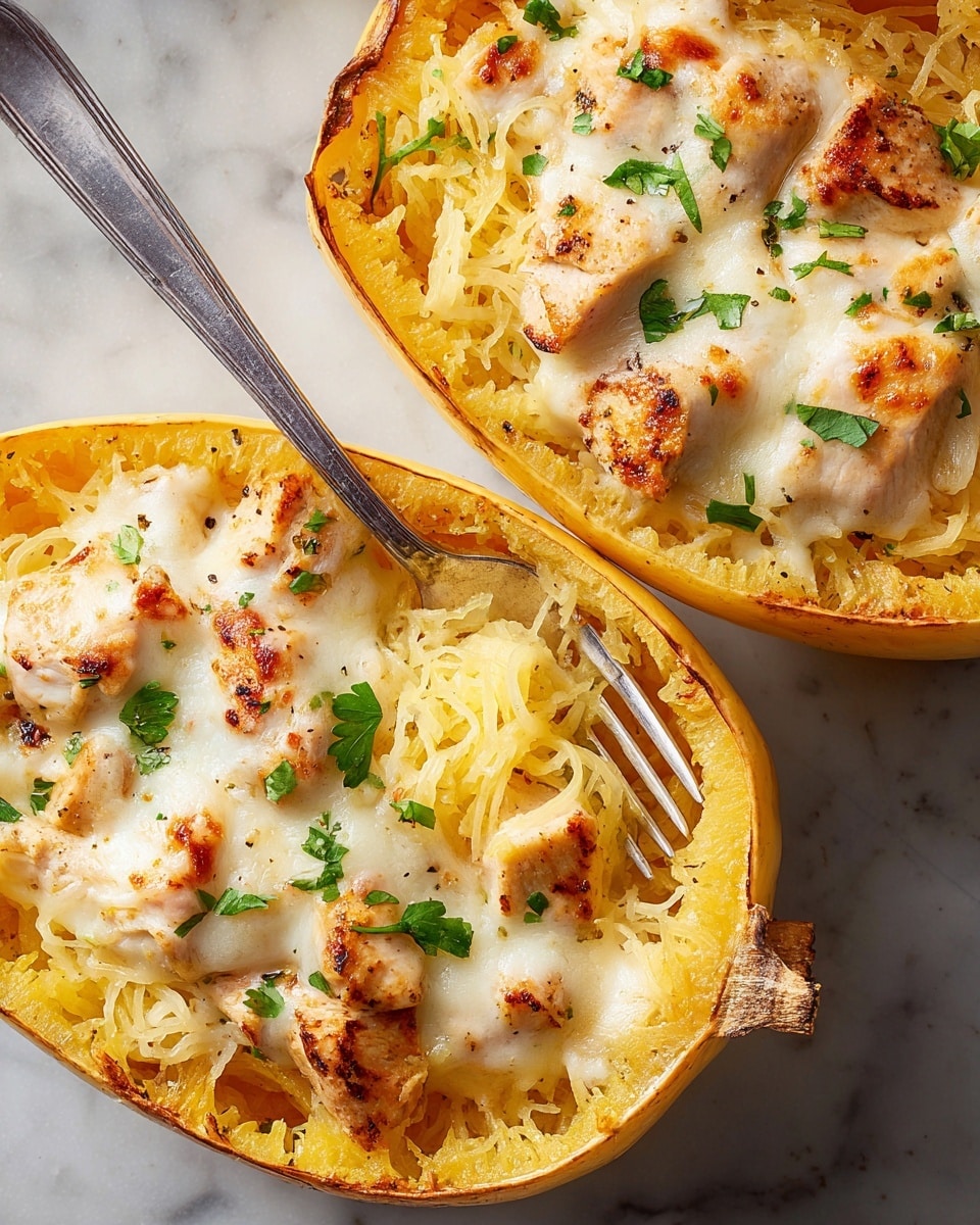 Chicken Alfredo Spaghetti Squash Boats Recipe