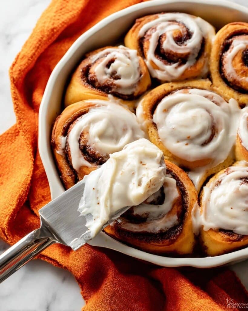 Pumpkin Cinnamon Rolls with Maple Cream Cheese Icing Recipe