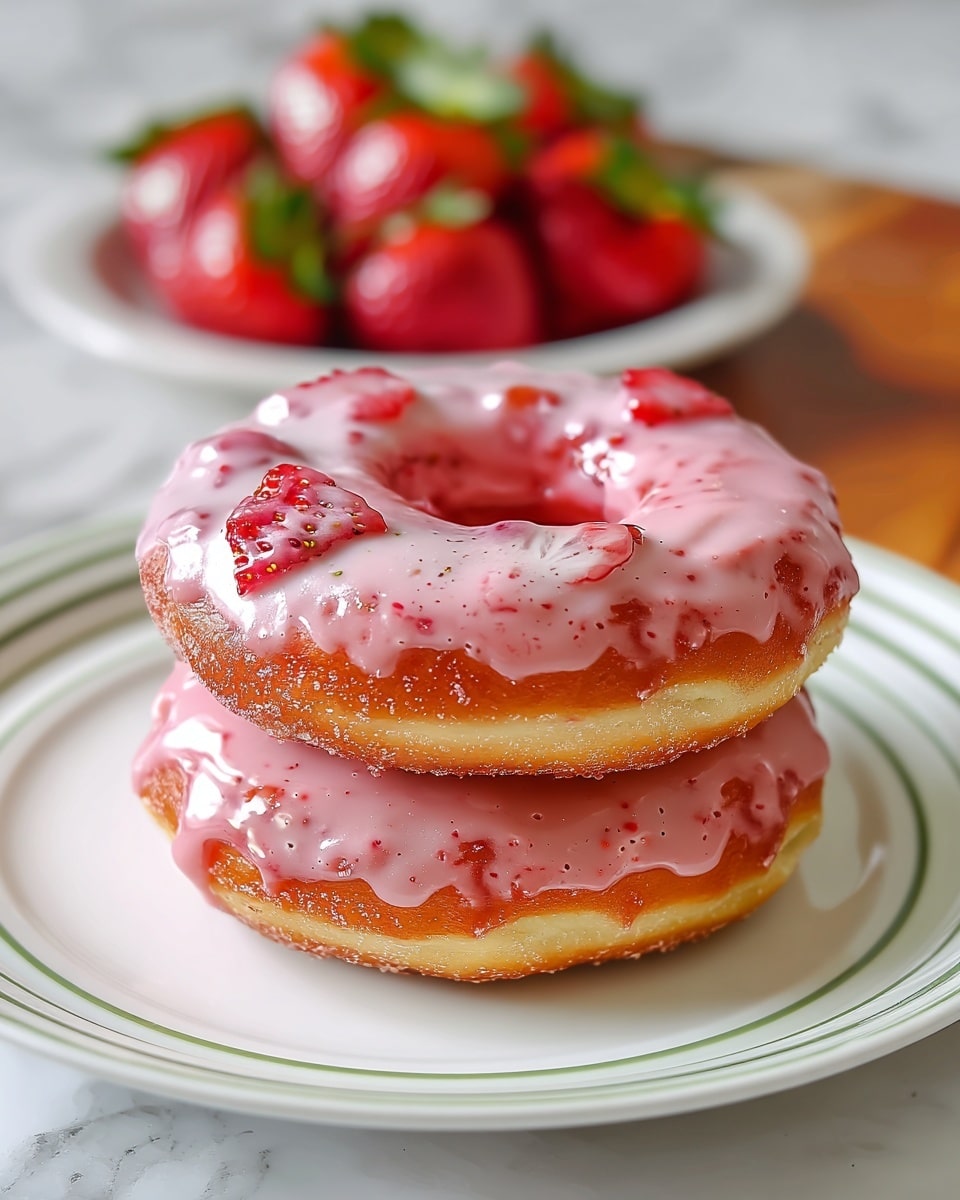 Baked Strawberry Cake Donuts Recipe