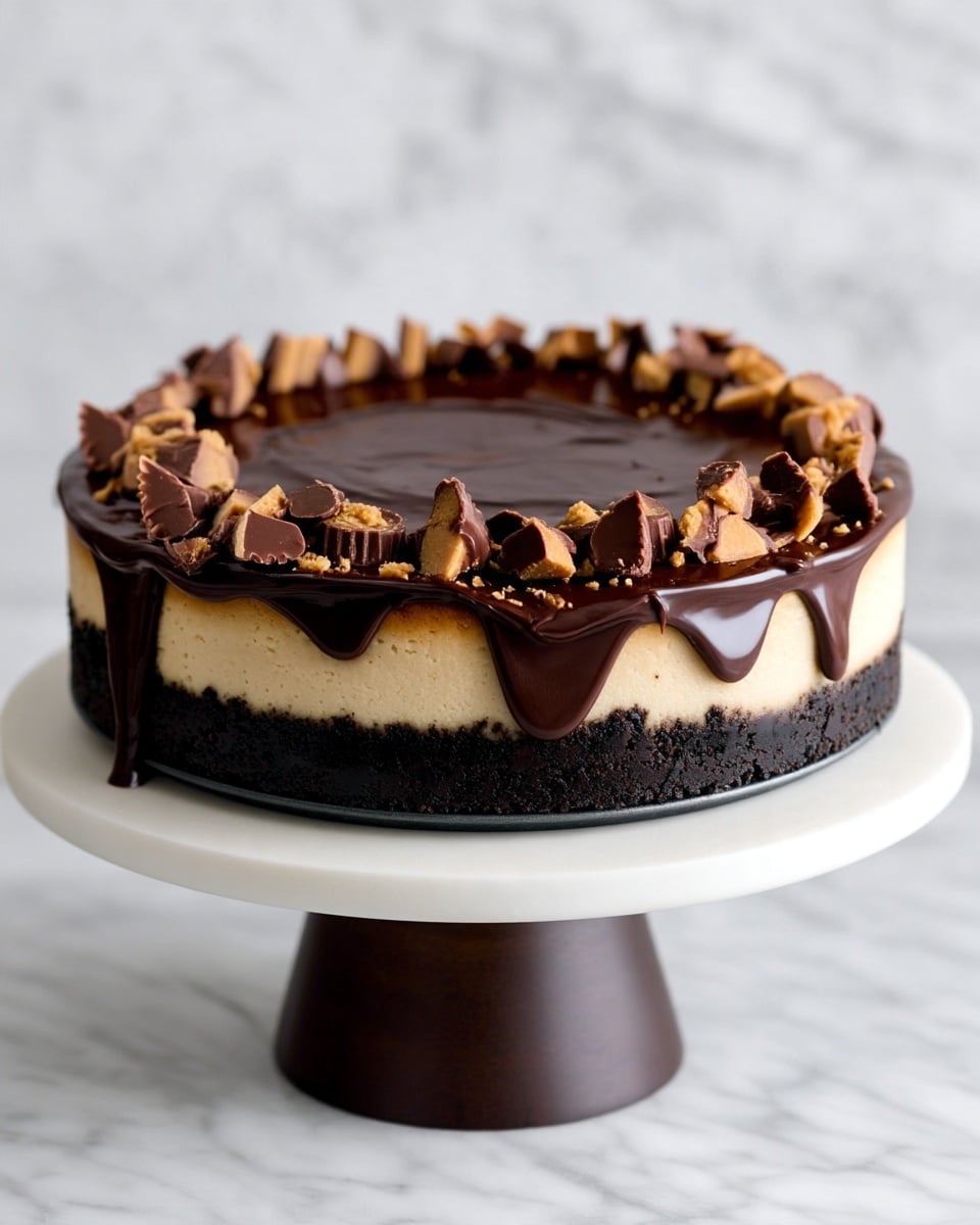 Peanut Butter Cheesecake with Dark Chocolate Ganache Recipe