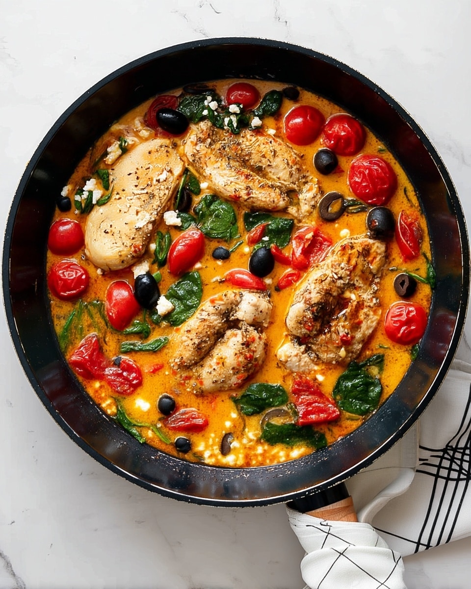 Mediterranean Chicken Skillet with Cherry Tomatoes, Olives, and Feta Recipe