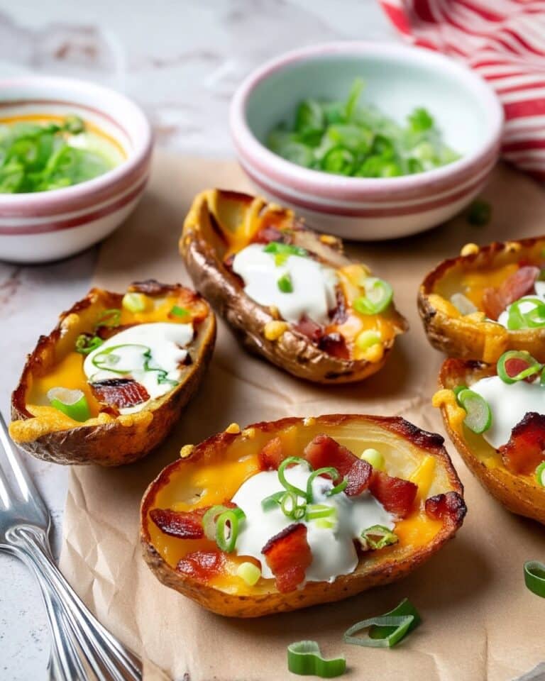Baked Potato Skins with Cheddar, Bacon, and Green Onions Recipe