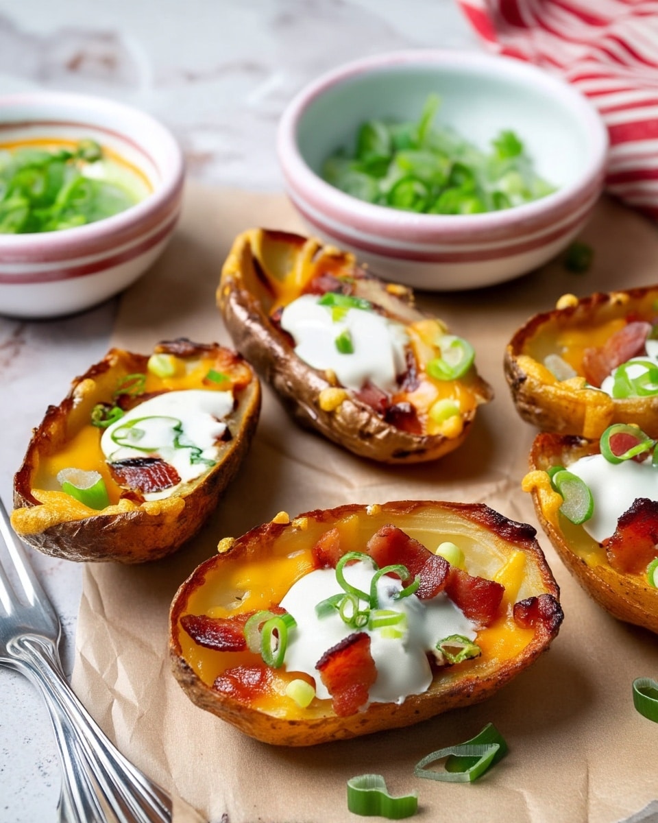 Baked Potato Skins with Cheddar, Bacon, and Green Onions Recipe