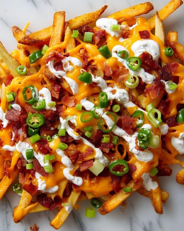 Loaded Cheddar Bacon Fries with Ranch and Green Onions Recipe