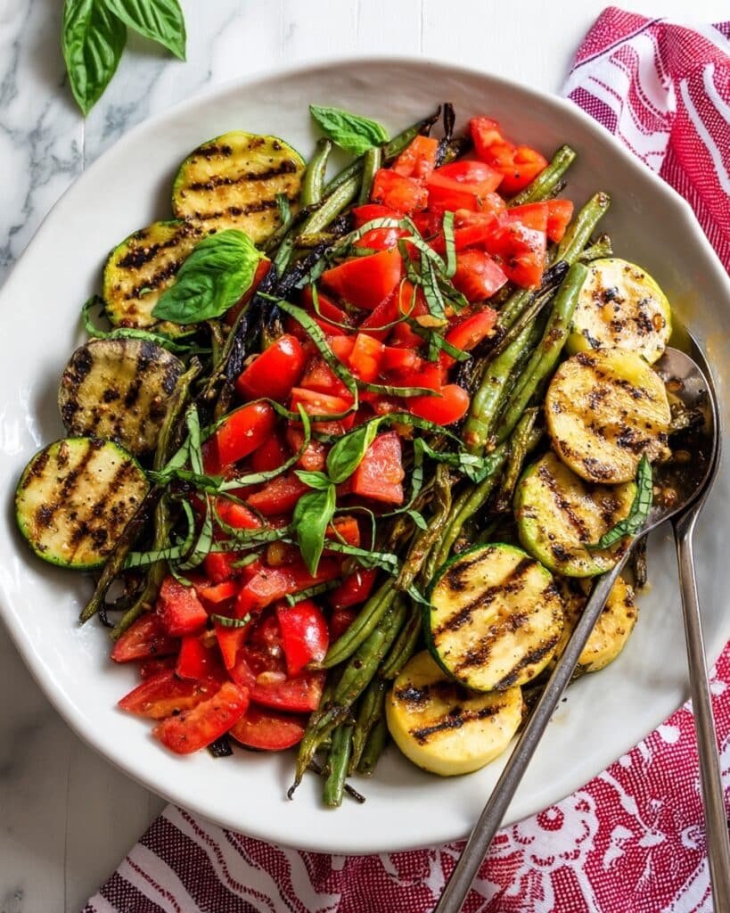 Grilled Zucchini and Green Bean Salad with Balsamic Date Dressing Recipe