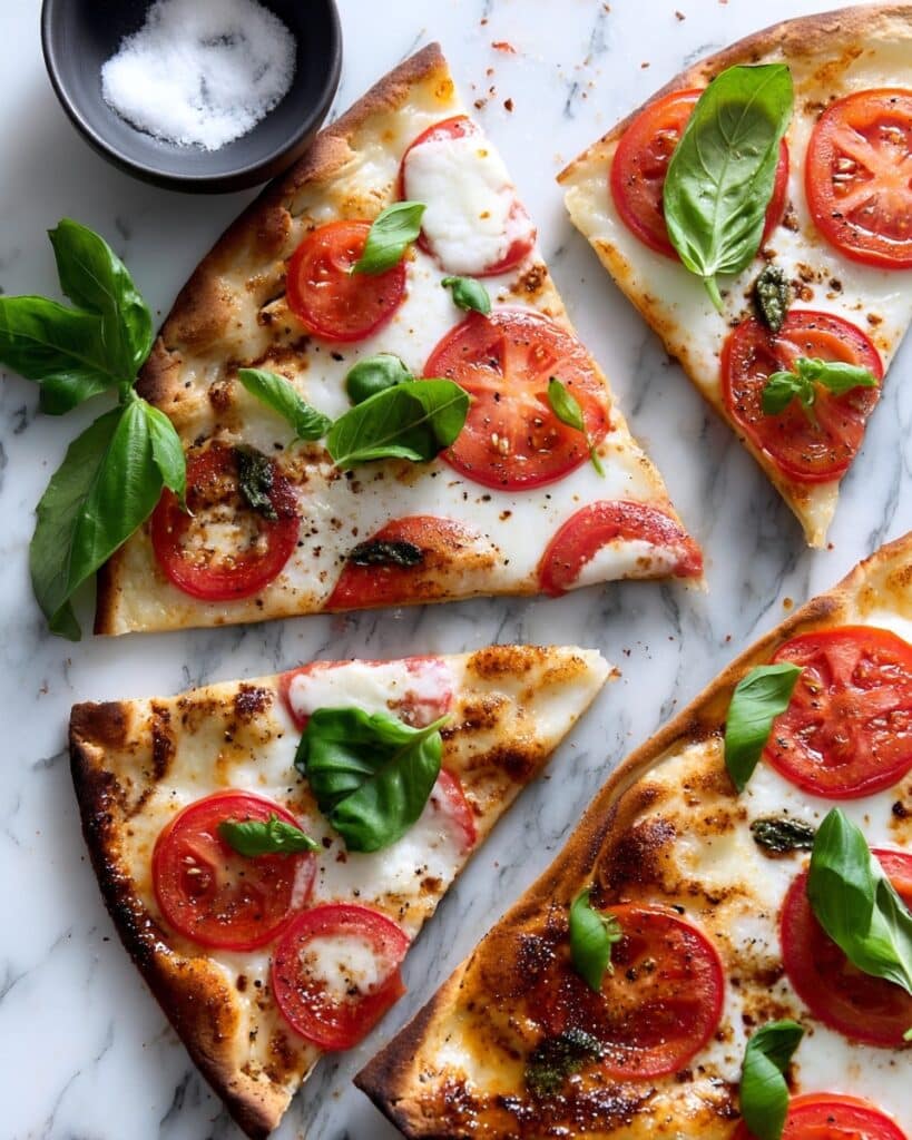 Flatbread Pizza with Fresh Tomatoes and Mozzarella Recipe