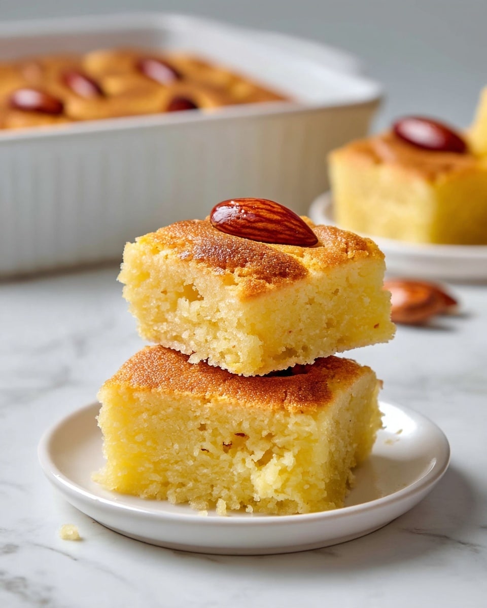 Basbousa (Semolina Cake with Coconut and Almonds) Recipe